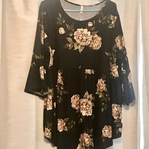 PinkBlush Maternity Navy Floral Peplum Top 3X